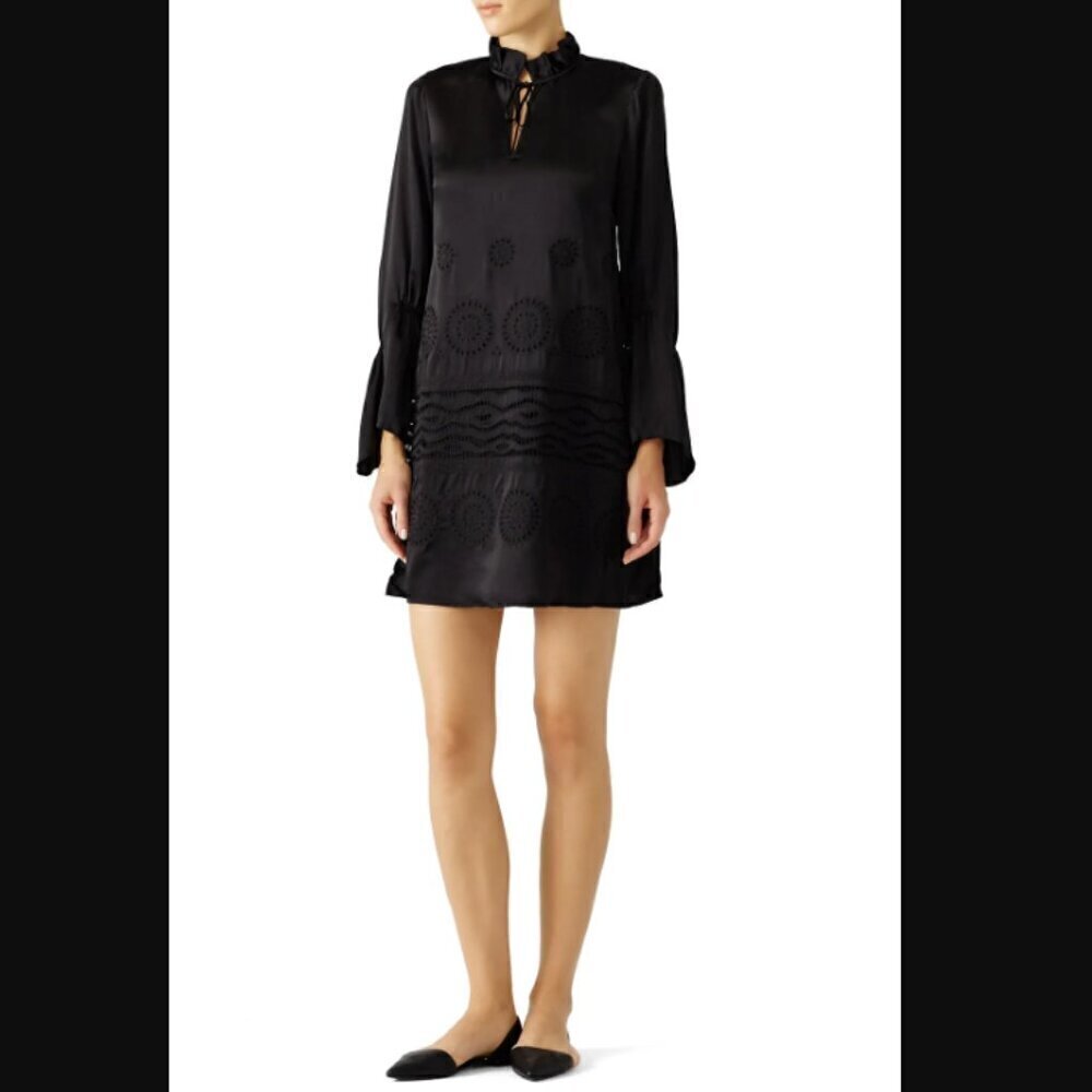 Derek Lam 10 Crosby Black Eyelet Long Sleeve Silk Dress 4